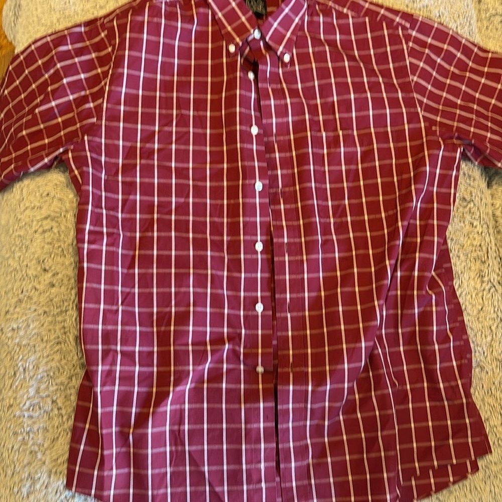 Jos.‎ A. Bank Red and White Casual Button Down mens shirt large
